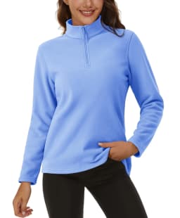 TACVASEN Stand Collar 1/4 Zip Fleece Pullover Womens Outdoor Sports Casual Tops Autumn Winter Lightweight Soft Warm Sweatshirt