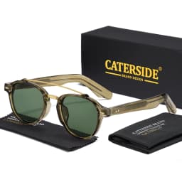 CATERSIDE New RetroPilot Men's Round Sunglasses Classic Double Bridge Design Sun Glasses Women's Outdoor Travel Glasses UV400