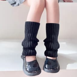 Autumn Solid Color Leg Warmers Middle Tube Socks Knitted Y2K Lolita Style Mid-Calf Socks for Children Girl