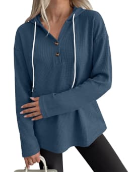 Casual Pullover Hoodie with V Neck Regular Length American and European Style Regular Sleeve Autumn Long Sleeve Women Hoodie