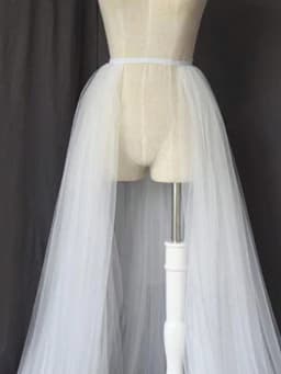 1pc Strapless White Elastic Slim Waist Party Dress, Detachable Train Skirt For Bridal