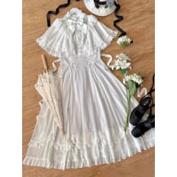French Elegant Sweet Bowknot Lace Trim Patchwork Midi Dress Women Slim Waist Chic Designer Dress Female Fairy Party Outfits