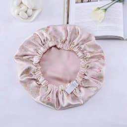 Birdtree 16MM 100% Real Silk Bonnet, Women Double Layer Sleeping Night Cap, Pure Hair Wrap Elastic Headwrap A34324M