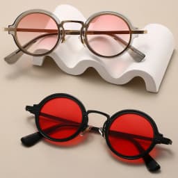New Retro Small Round Frame Sunglasses for Men's Personalized Steampunk Outdoor Driving Sunglasses Street Photography