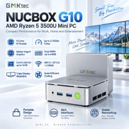 GMKtec G10 Ryzen 5 3500U Mini PC Windows 11 Pro Dual Channel DDR4 3200MHz NVMe SSD WIFI5 BT5.0 Desktop Office Gaming Computer