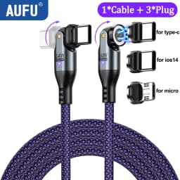 AUFU 240W Magnetic Type C Cable PD3.1 for MacBook Samsung Xiaomi iPhone 180° Rotating 5A Fast Charging USB C Magnet Charger Wire
