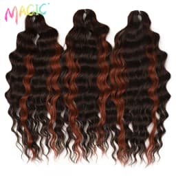 Magic 24Inch 3PCS Loose Wave Synthetic Crochet Hair Bundles Copper Red Heat Resistant Hair Extensions For Women Braiding Styling