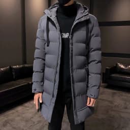 Men Mid Length Hooded Padded Parkas Men Korean Fashion Down Blend Cotton Jacket Men Thick Warm Trendy Winter Male Outer Parkas