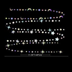 Iridescent Star Moon Circle Garland Ramadan EID Mubarak Birthday Party Decorations Hanging Crescent Twinkle Little Star Streamer