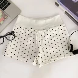 Easy Match Polka Dot Women Shorts Drawstring Waist Slim Fit Drawstring Shorts Breathable High Waist Yoga Shorts Spring Summer
