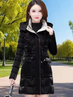 Winter New Style Women's Thickened Long Cotton Jacket Korean Version Slim Fit Washless Bright Surface down Cotton Coat Warm