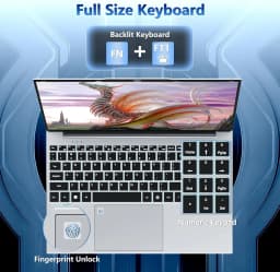 Xiaman 15.6 inch Windows 11 Pro Laptop Computer Intel Core i3 IPS 1080P Notebook PC Office Study Laptops Fingerprint Unlock