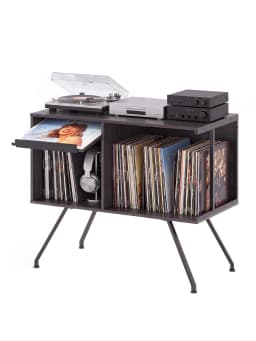 31.5in Record Player Stand With Storage, Flip Top Vinyl Record Cabinet For 150+ Albums, Turntable Table With Dividers