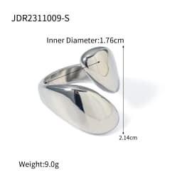 Uworld Minimalist Stainless Steel Smooth Asymmetric Ring Oval Hollow Stackable Ring Large Spherical Ring Women's Jewelry