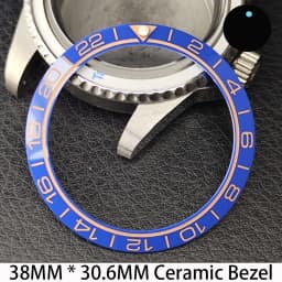 Sloping 38mm * 30.6mm Ceramic/Aluminum Bezel GMT and Diving Watch Insert Fits for 40mm Men's Watch Case Bezel Replacement Insert