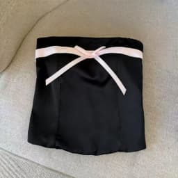 Off-shoulder Summer Bow Tube Top Satin Versatile Strapless Top Slimming Solid Color Sleeveless Bustier Top Women Casual Daily