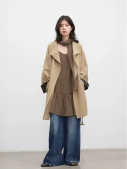 CHIC VEN Korean Women Mid Length PU Jacket Stand Collar One-button Laced Up Overcoat Office Lady Trench Coat Spring Autumn 2026