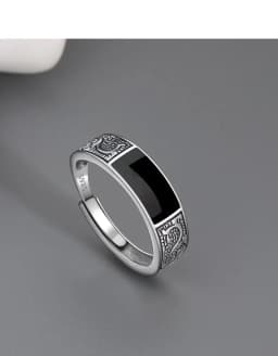 925 Sterling Silver Men's Ring High Quality Luxury Black Gem for Men Wedding Fine Jewelry Accessories Party Gifts