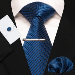 8cm Silk Mens Ties Green Black Ties Plaid Stripe Necktie Pocket Square Cufflinks Tie Clips Set Men's Wedding Business Party Tie