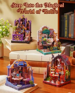 Rolife Wooden 3D Puzzle Toys - Rosa Salon DIY Miniature Dollhouse Model Building Kit with LED Light for Home Decor Holiday Gift for Adults Teens