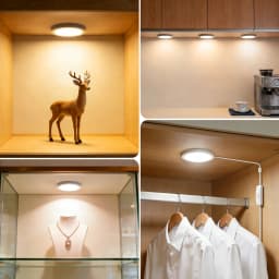 Small USB Power Round LED Night Light Button Switch LED Puck Ceiling Lights Reading Night Lamp Three Light Colors Available