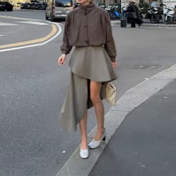 2026 New Women's Grey Asymmetric High-waisted Irregular Hem Midi Skirt Elegant Spring Summer Commuter Street Style Clothing