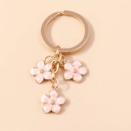 Cute Enamel Keychain Colorful Sakura Flower Key Ring Sweet Key Chains for Women Girls Handbag Accessories DIY Jewelry Gifts