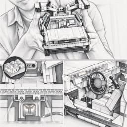 Technical 1872PCS Back to The Future Time Machines 1:8 Scale Race Car Kits With 2 Mini Figure MOC Collectible Assembly Car Model