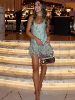 Feather Patchwork Sequin Evening Women Dress Loose Sleeveless A-line Loose Mini Vestidos 2026 Summer Party Street Lady Dresses