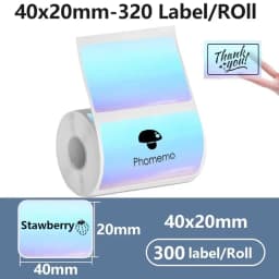 1Roll 40x20mm Compatible M110 M120 M220 M200 Self-Adhesive Laser Thermal Paper for Munbyn/Nelko PM220 E210 P50