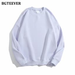 BGTEEVER Casual O-neck Loose Women Pullovers Spring Autumn Long Sleeve Basic Cotton Sweatshirts for Women