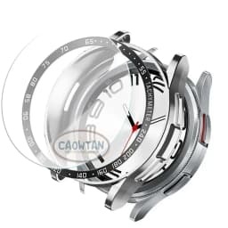 Tempered Glass+Bezel+Case For Samsung Galaxy Watch 6 Classic 43mm 47mm Cover TPU Bumper All-Around Protector Clear Screen Bezels