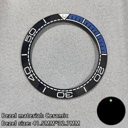 41.5mm Sloping Ceramic/Aluminum Luminous Bezel Insert For 43mm Case Watch Accessories Inner Diameter 32.7mm Bezel Accessories