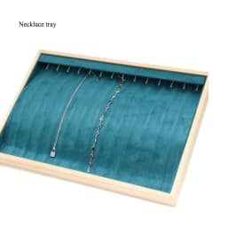 Unique-Beige Velvet Necklace Ring Earring Holder Newly Wooden Jewelry Tray Series Jewelry Disply Jewellery Organizer Box