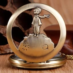 Retro Little Prince Quartz Pocket Watch Antique Bronze Hollow Pendant Necklace Watch Romantic Gift