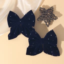 2PCS/Set Elegant Velvet Embellished With Diamonds Bow Hair Clip Girls Without Damaging Hair Safe Hair Accessory Kids Gift