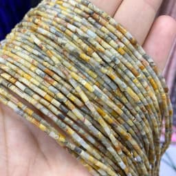 Natural Stone Beads 2x4mm Hematite Agate Jasper Crystal Cylinder Tube Loose Spacer Bead for Jewelry Making Diy Bracelet Necklace