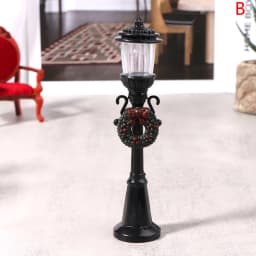 Miniature Christmas Street Lamp Post LED Lights Park Bench & Streetlight Micro Landscape Fairy Garden Ornament Dollhouse Decor