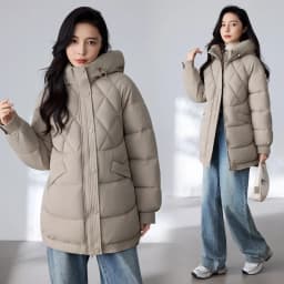 Women Down Cotton Jacket Winter Parka Coat New Mid Length Korean Loose Thick Winter Hooded Cotton Padded Jacket Female Outerwear