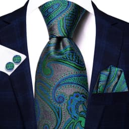Hi-Tie Teal Green Solid Paisley Silk Wedding Tie For Men Fashion Design Quality Hanky Cufflink Men Gift Necktie Set Dropshipping