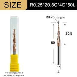 Carbide Spiral Tapered Ball Nose End Mill 6mm Shank 2 Flutes Router Bit Woodworking CNC 2D 3D Carving Bits Wood Milling Cutter