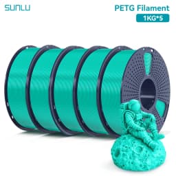 SUNLU 5 Roll PETG Clear Filament 1.75 ±0.02 mm 1 kg Spool (2.2 lbs) High Toughness Neatly Wound Filament Fit Most FDM Printer