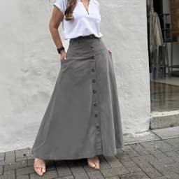Falda Disfraz Ropa Mujer Button Up High Waisted Button Up Skirt Versatile For Autumn Winter, Loose Slit A-line Mid Length Skirt