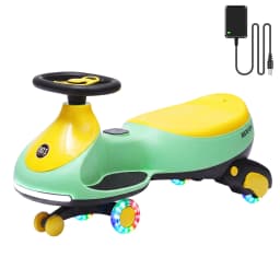 12V Electric Wiggle Car Kids With Pedal, 2 in 1 Rechargeable Ride On Swing Car, LED Wheels, Music, Touchscreen, 2 Speeds