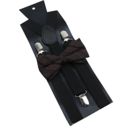 Cotton Brown Plaid Bowtie Suspender Set Elastic Braces Men Black Grey Butterfly Straps Wedding Dress Suit Skirt Accessories Gift