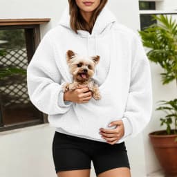 Unisex Fall And Winter Casual Fleece Solid Color Pet Pocket Hooded Sweatshirt Funny Pullover Sleeve Hoodie