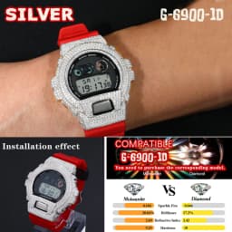 DW-6900 Series Moissanite Watch Case S925 Sterling Silver Iced Out Bezel For Men's Hip Hop Jewelry Watch Accessories