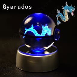 Pokemon 3D Crystal Ball Pikachu Gengar Mew Mewtwo Figurines Lamp Base Pokeball 3D Pokemon Glass Ball Statue Birthday Gift