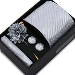 Top Quality Solid Color Ties Hanky Cufflinks Brooch Set Elegant Jacquard Necktie For Men Business Wedding In Gift Box Gravatas