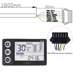 UART2 24V 36V 48V S866 Electric Bike LCD Display Meter E Scooter LCD Panel With USB UART For Mountain Electric Bike Parts (5PIN)